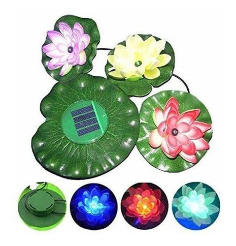 Luz Solar 3 Led Flor De Loto, Amzstar Energía Solar Energy
