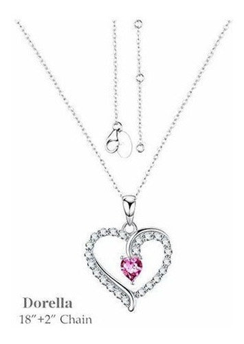 Collar Love Hearts Colgante Para Swarovski Turmalina Rosada