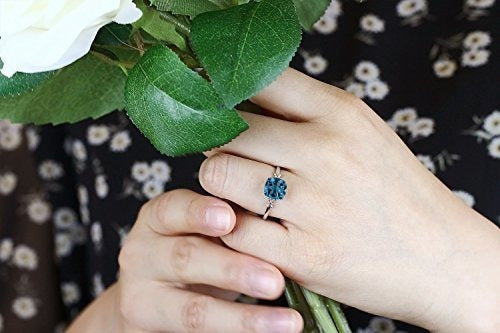 Plata De Ley 925 Y Anillo De Oro Rosa De 10q Topacio Azul De