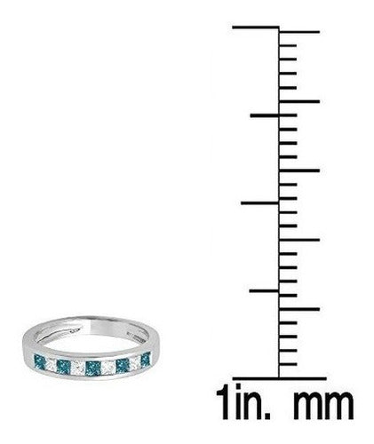 Alianza de boda de aniversario de damas de oro azul y blanco