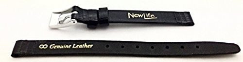 Banda De Reloj De Cuero Genuino Negro De 8 Mm