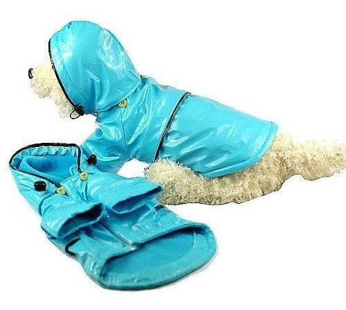 Impermeable para mascotas ajustable de PVC azul