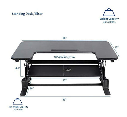 Estación de trabajo elevadora de 91 cm de altura ajustable