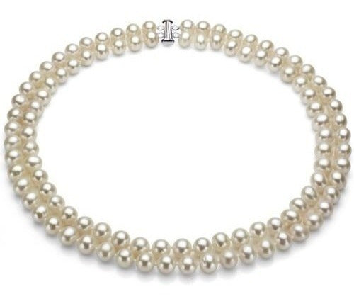Collar De Perlas de agua dulce y Plata Esterlina De 17