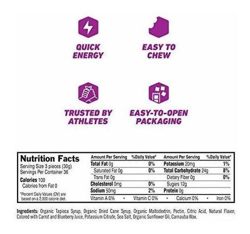 Clif Bloks - Energy Chews - Mountain Berry - Sin Cafeína