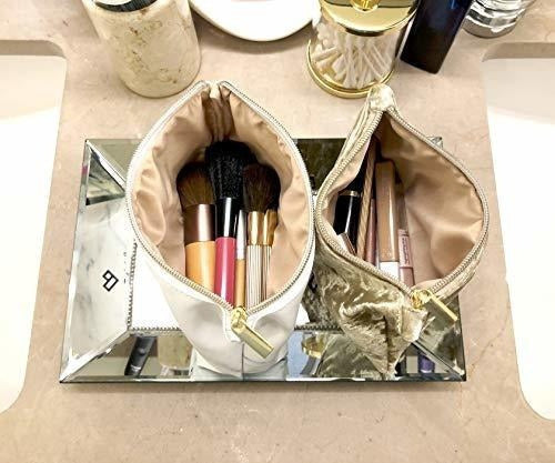 2 bolsas de maquillaje de mármol y oro para cosméticos