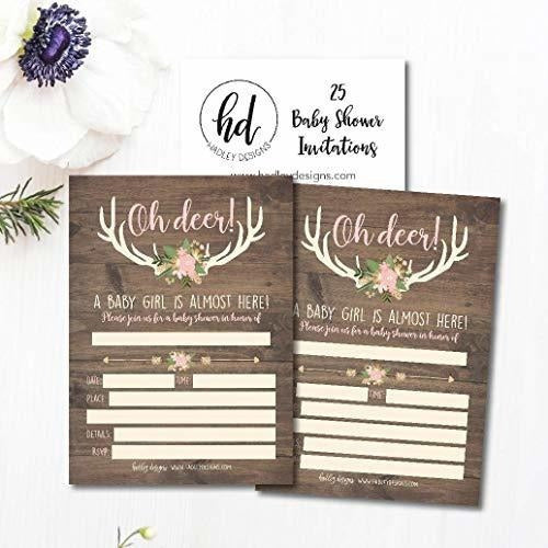 25 Invitaciones De Baby Shower De Ciervo De Oh, Invitación