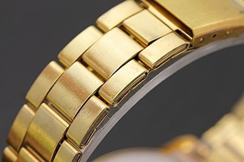 Jewelrywe Reloj de vestir de lujo para hombre, Acero Inoxidable Bling