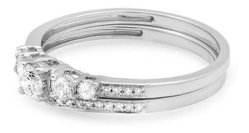 Anillo de compromiso nupcial de 5 piedras con diamantes