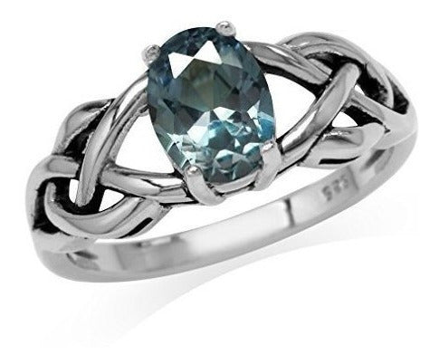Anillo De Solitario De Nudo Céltico De Alejandrita 925