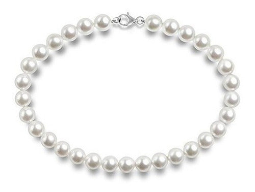 Pavoi Collar De Perlas De Concha Simulada De Plata Esterlina