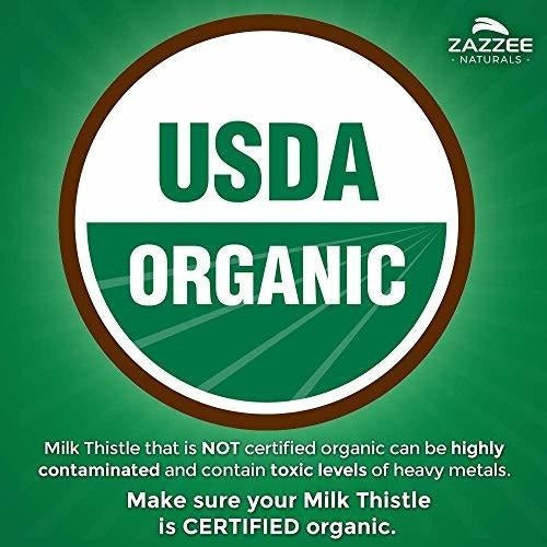 Cápsulas De Extracto De Cardo De Leche Orgánico Zazzee Usda