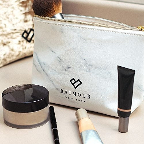 2 bolsas de maquillaje de mármol y oro para cosméticos