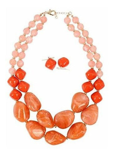 Ufraky - Juego de collar y pendientes de 2 capas