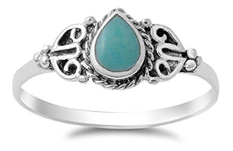 Anillo De Moda Celta Simulada Turquesa Vintage