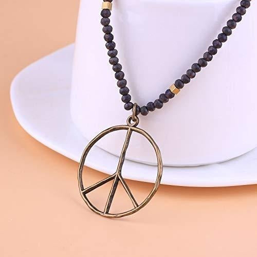 Classic Peace Sign Love Hippie Colgante En Collar De