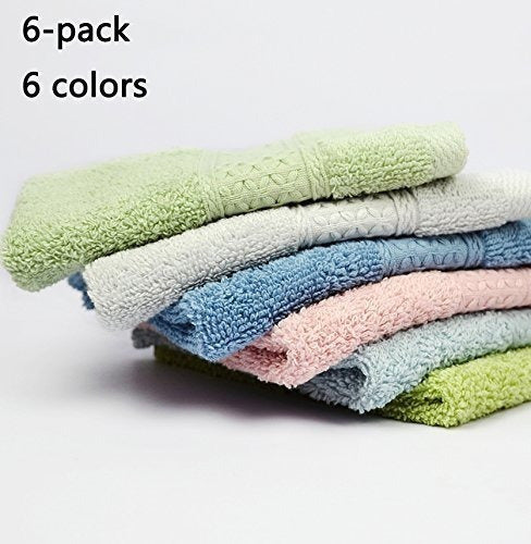 Paños faciales de algodón - 6 colores por juego, 13x13