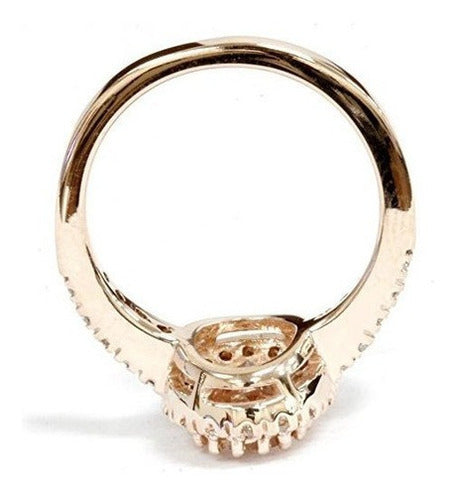 Anillo de halo de diamantes y Morganita ovalada de 2