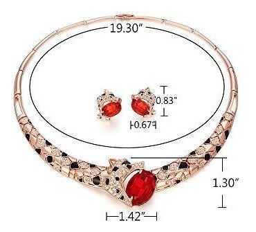 Collar de gargantilla de leopardo de cristal de rubí