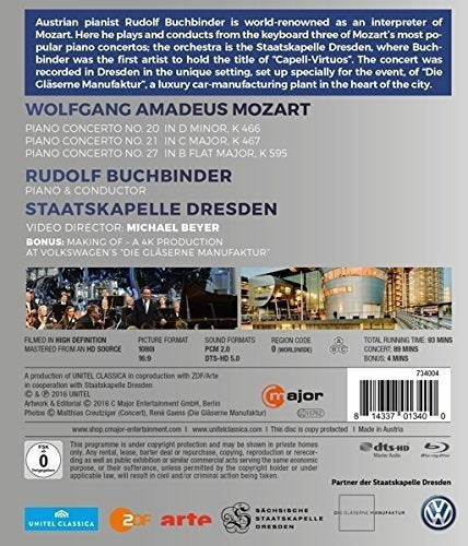 Mozart Piano Conciertos Nos 20 21 & 27 blu-ray