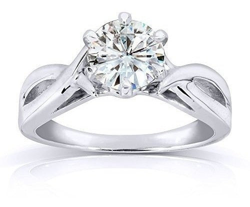 Anillo De Compromiso Redondo Moissanite Solitario 1 Ctw Oro