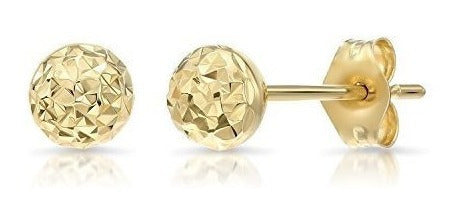 Aretes de tuerca de oro amarillo de 14 k
