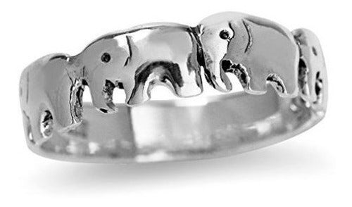 Anillo De Viaje De Elefante De Plata Esterlina 925 Con