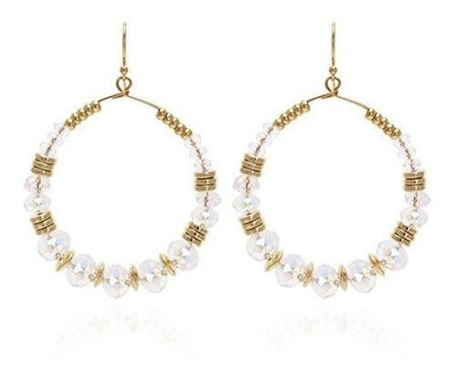 Boho Chic Multi Beads Round Hoop Dangle Drop Pendientes