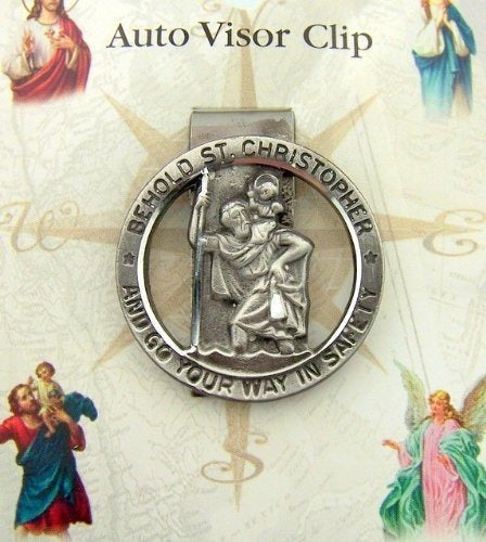 Hir Round Saint St. Christopher Siga Su Camino En El Clip