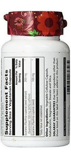 Suplemento De Extracto De Semilla De Guaraná Solaray, 200