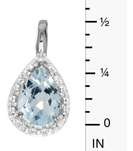 Colgante De Aguamarina En Oro Blanco De 14 K Con Cadena