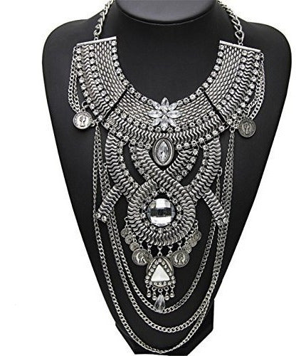 Lanue Mujeres Tribal Étnico Boho Beads Coin Borlas Collares