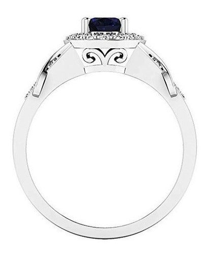 Anillo De Compromiso De Halo Nupcial Con Diamantes De Talla