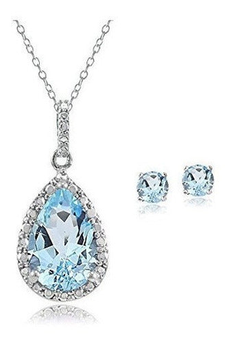 Conjunto De Collar Y Pendientes Con Lágrima De Plata