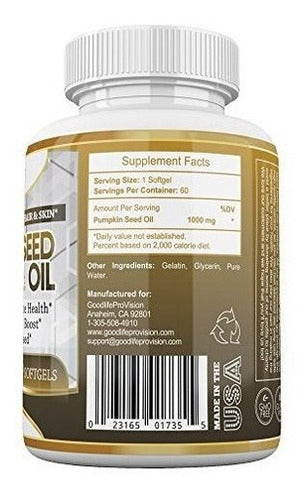 Aceite De Semilla De Calabaza - Extracción Pura De 1000 Mg