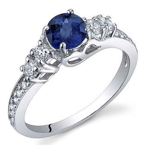 Creado Anillo de zafiro solisticio plata esterlina Talla 7