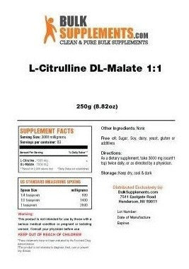 L-citrulina Dl-malato 1: 1 Powder De Bulksupplements
