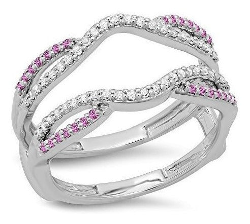 Anillo de bodas de oro de 10k con diamantes blancos y zafiro