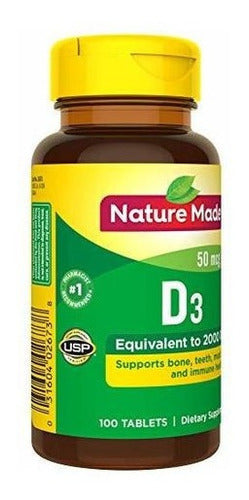 Nature Made Vitamina D3 2000 UI Tabletas de 100 unidades