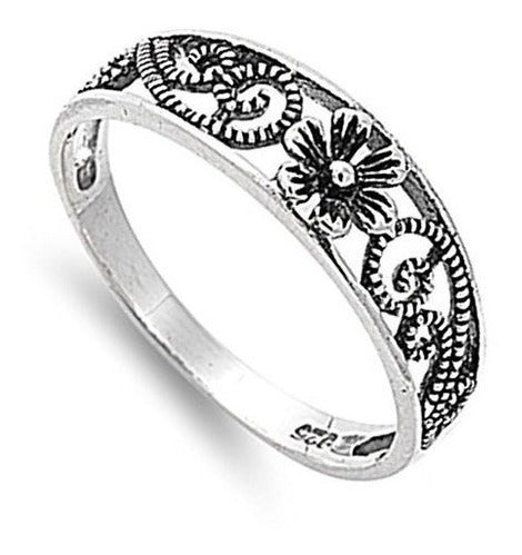 Anillo De Plata Esterlina Con Flores Celtas Para Mujer