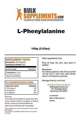 Suplementos A Granel L-fenilalanina En Polvo (100 Gramos)