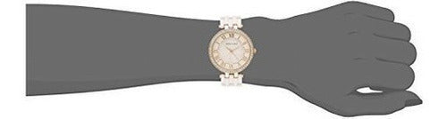 Reloj Con Brazalete De Cerámica Rosa Y Amatista De Cristal