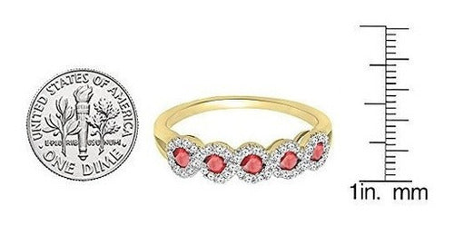 Anillo de oro de 10k con diamantes y rubi