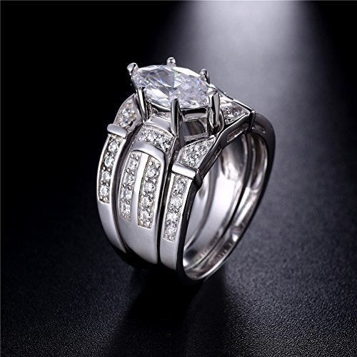 rio Anillo de boda de plata de ley con circonita cúbica