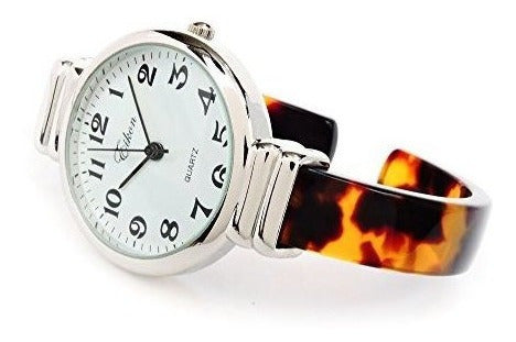 Reloj De Pulsera Con Brazalete De Plata Y Acrílico