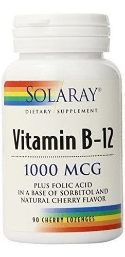 Suplemento De Pastillas Solaray B 12, 1000 Mcg, 90 Pastillas