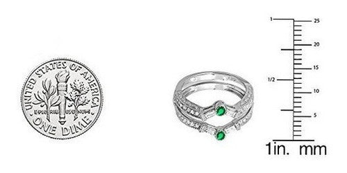 Anillo de oro blanco 14 K Ronda y Baguette y diamantes