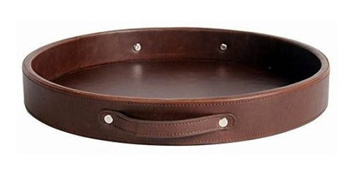 Bandeja Para Servir Con Asas Redonda De Cuero De La Sra.