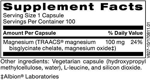100 cápsulas de glicinato de magnesio de 100 mg