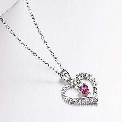 Collar Love Hearts Colgante Para Swarovski Turmalina Rosada